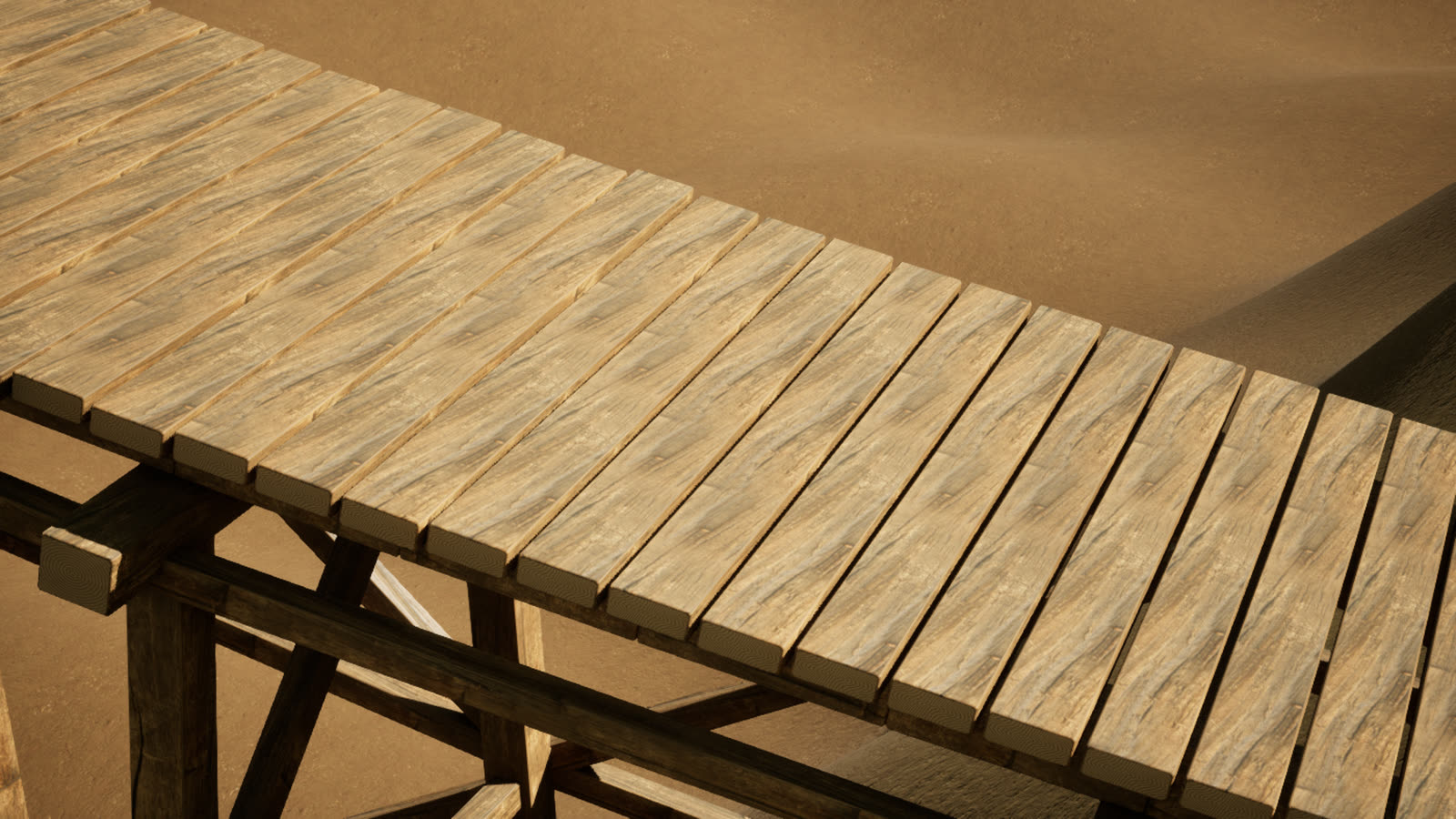 Close-up of the timber deck with varied boards