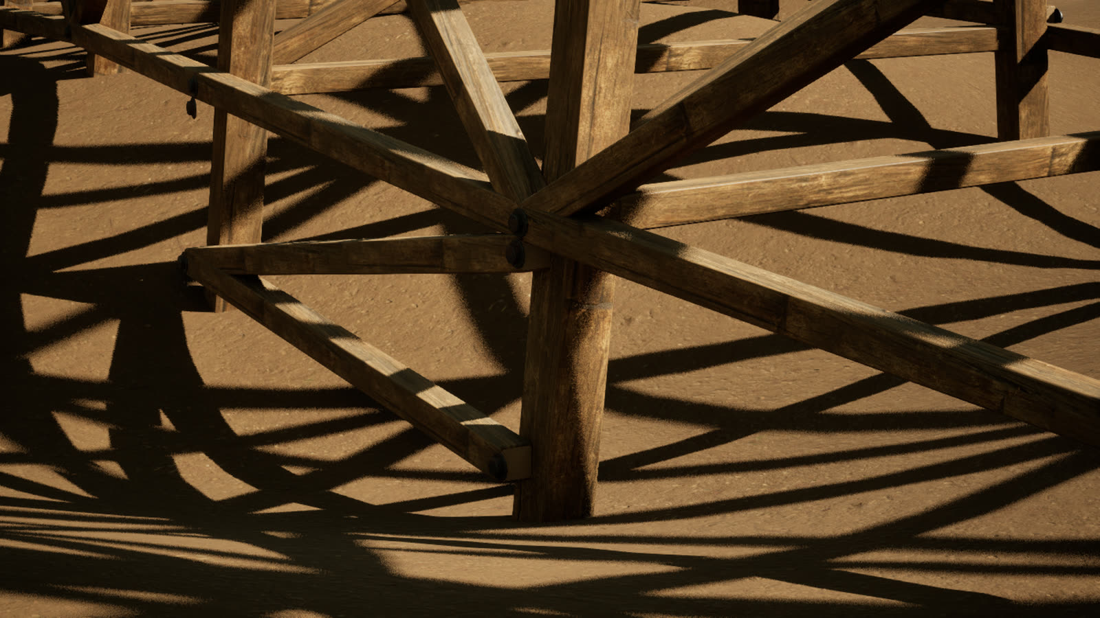 Bridge legs standing on the terrain