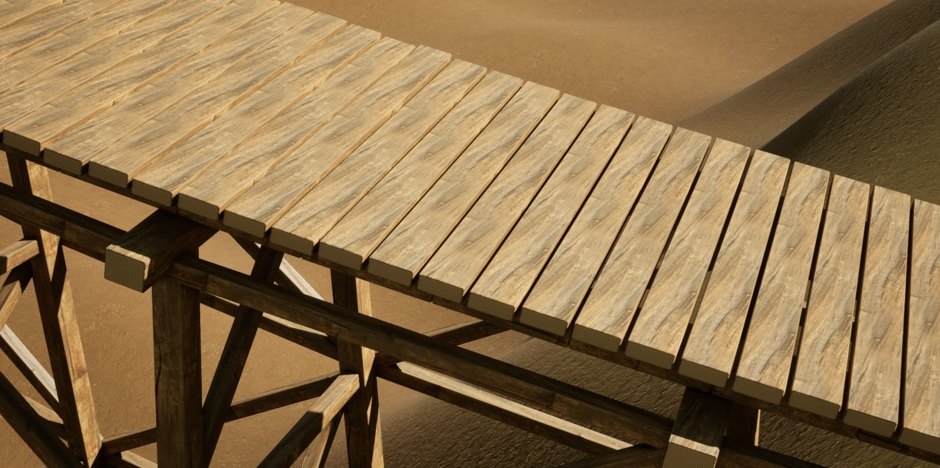Timber deck before the revision, every board identical