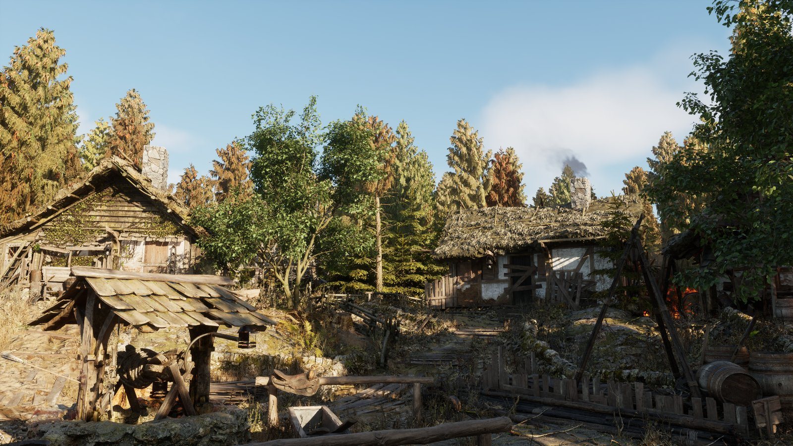 Village square in clear weather
